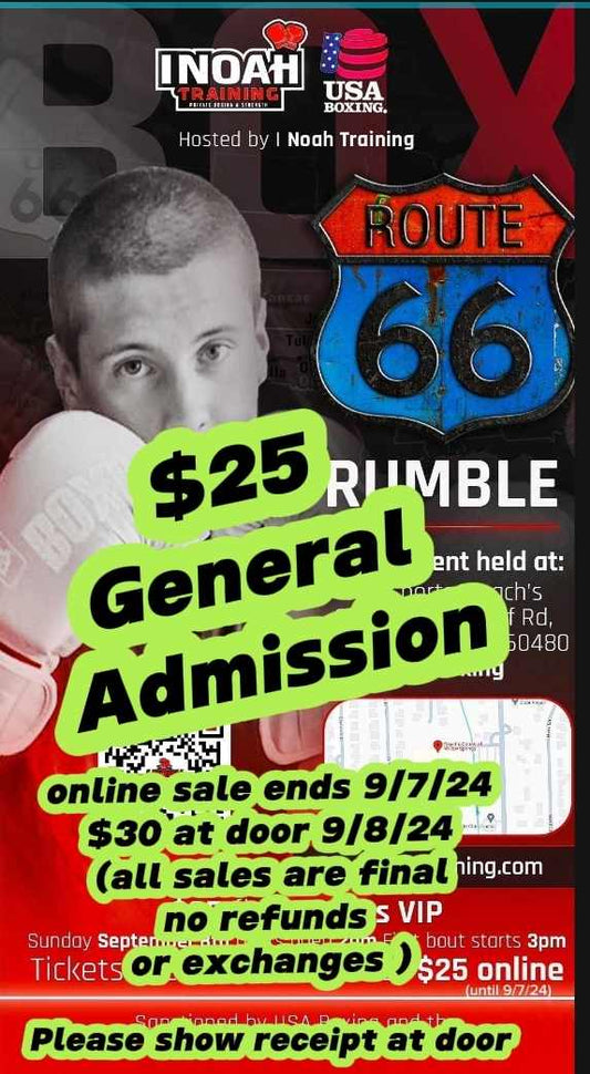 Route 66 Rumble Boxing Show Bleachers &/or Standing room tickets