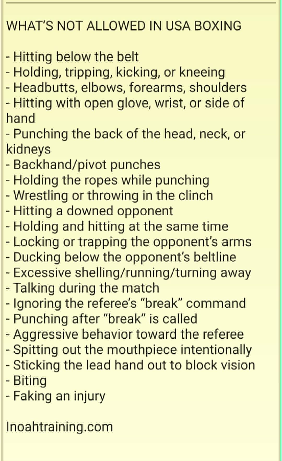 What's NOT allowed in USA Boxing