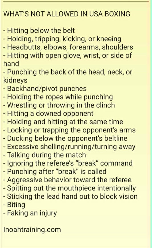 What's NOT allowed in USA Boxing