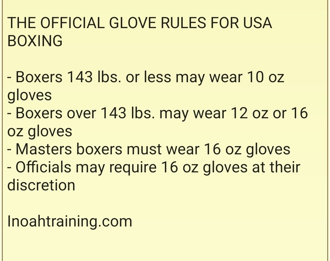 The Glove Rules for USA boxing